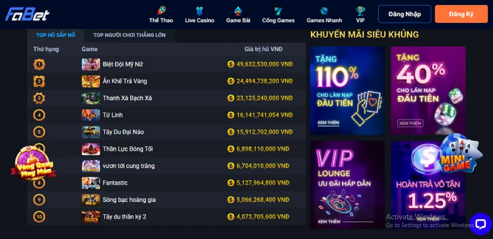Thưởng nạp tiền loto66